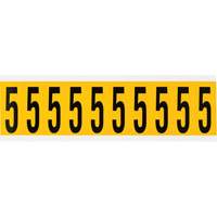Individual Number and Letter Labels, 5, 2" H, Black on Yellow  SY934 | TENAQUIP