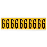 Individual Number and Letter Labels, 6, 2" H, Yellow on Black  SY935 | TENAQUIP