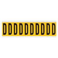 Brady 1534-D &eacute;tiquettes de lettres et chiffres individuels, D, 2" h, Noir sur jaune