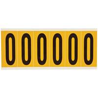 Brady 1550-0 Individual Number and Letter Labels, 0, 3" H, Black on Yellow
