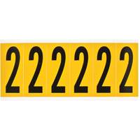 Brady 1550-2 Individual Number and Letter Labels, 2, 3" H, Black on Yellow
