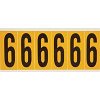 Brady 1550-6 Individual Number and Letter Labels, 6, 3" H, Black on Yellow