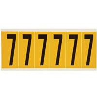 Brady 1550-7 Individual Number and Letter Label, 7, 3" H, Black on Yellow