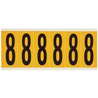 Brady 1550-8 Individual Number and Letter Labels, 8, 3" H, Black on Yellow