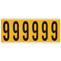Brady 1550-9 Individual Number and Letter Labels, 9, 3" H, Black on Yellow