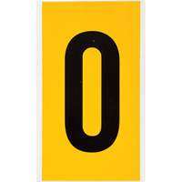Individual Number and Letter Labels, 0, 6" H, Black on Yellow  SZ043 | TENAQUIP