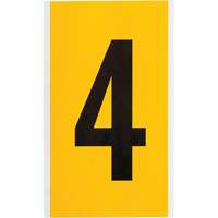 Individual Number and Letter Label, 4, 6" H, Black on Yellow  SZ047 | TENAQUIP