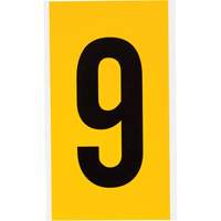 Brady 1570-9 Individual Number and Letter Label, 9, 6" H, Black on Yellow