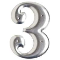 Aluminum Embossed Number and Letter Labels, 3, 3" H, Silver  SZ083 | TENAQUIP