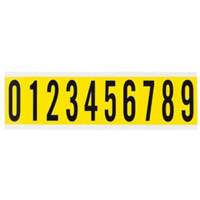 Brady 34410 Repositionable Individual Number and Letter Labels Set, 0 to 9, 2" H, Black on Yellow