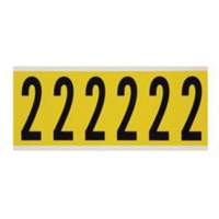 Brady 3450-2 Repositionable Individual Number and Letter Labels, 2, 3" H, Black on Yellow