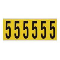 Brady 3450-5 Repositionable Individual Number and Letter Labels, 5, 3" H, Black on Yellow
