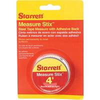 Starrett SM44W Rubans &agrave; mesurer en acier avec endos adh&eacute;sif Measure Stix, 1/2" x 4', Marques de goujon po/pi
