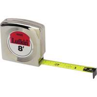 Lufkin By Crescent W9212 Mezurall&reg; Chrome Case Yellow Clad Power Return Tape Measure, 1/2" x 12'