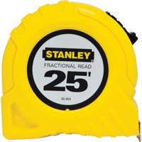 Stanley Tools 30-454 Ruban &agrave; mesurer &agrave; lecture fractionn&eacute;e, 1" x 25', Marques de goujon Imp&eacute;rial