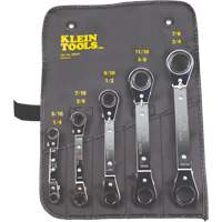 Klein Tools 68245 Reversible Ratcheting Offset Box Wrench Set, Ratcheting Box, 5 Pieces, Imperial