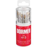 Dormer 6610302 Jobber Drill Bit Set, 13 Pieces, High Speed Steel