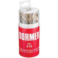 Dormer 6610303 Jeu de forets courts, 19 morceaux, Acier rapide