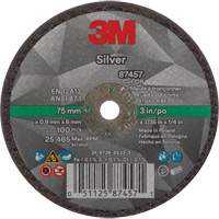 3M AB87457 Silver Cut-Off Wheel, 3" x 0.04", 1/4"-28 Arbor, Type 1, Ceramic, 25645 RPM