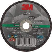 3M AB87458 Silver Cut-Off Wheel, 3" x 0.04", 3/8"-24 Arbor, Type 1, Ceramic, 25645 RPM