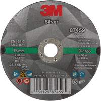 3M AB87459 Silver Cut-Off Wheel, 3" x 0.06", 3/8"-24 Arbor, Type 1, Ceramic, 25645 RPM