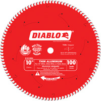 Diablo D10100N Lame de scie circulaire pour la coupe d'aluminium, 10", 100 dents, Pour Plastique/Fibre de verre/Non ferreux