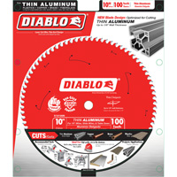 Diablo D10100N Lame de scie circulaire pour la coupe d'aluminium, 10", 100 dents, Pour Plastique/Fibre de verre/Non ferreux