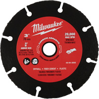 Milwaukee 49-94-3005 Lame abrasive au carbure, 3" x Arbre de 3/8", Carbure de silicium, 20 000 Tr/min