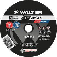Walter Surface Technologies 11X272 Zip XX Ceramic Cut-Off Wheel, 7" x 5/64", 7/8" Arbor, Type 1, Ceramic, 8600 RPM