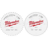 Milwaukee 48-40-1036 Lames de scie circulaire pour la coupe du bois, 10", 40/60 dents, Pour Bois