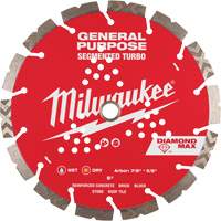 Milwaukee 49-93-9009 Diamond Max Segmented Turbo Saw Blade, 9", Metal/Stone/Concrete/Ductile Iron/Cement/Non-Ferrous/Brick/Fibre Cement/Tile/Asphalt Use