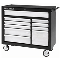 Gray Tools 99210SB Roller Cabinet, 10 Drawers, 42" W x 19" D x 40" H, Black