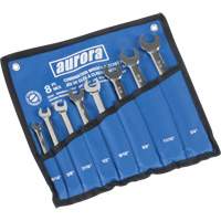 Outils Aurora TEQ832 Jeu de cl&eacute;s &agrave; cliquet &agrave; t&ecirc;te fixe, Combinaison, 8 morceaux, Imp&eacute;rial