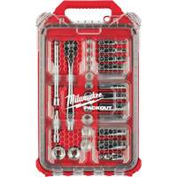 Milwaukee 48-22-9481 Jeu de cliquet et douilles avec organisateur compact &agrave; profil bas Packout, 28 Mcx, Prise de 3/8", Profond