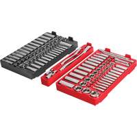 Milwaukee 48-22-9486 Ensemble de cliquet et douilles avec organisateur &agrave; profil bas Packout, 106 Mcx, Prise de 1/4"/3/8", Profond