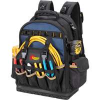Kuny's PB1133 Molded Base Tool Backpack, 18" L x 13" W, Black/Blue, Ballistic/Polyester