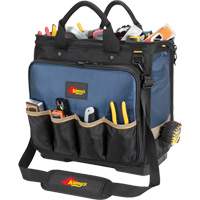 Kuny's PB1543 Sac &agrave; outils pour technicien &agrave; base moul&eacute;e et &agrave; compartiments multiples, Polyester balistique, 54 pochettes, Noir/Bleu