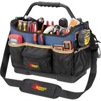Kuny's PB1580 Boîte &agrave; outils ouverte &agrave; base moul&eacute;e, Polyester balistique, 17 pochettes, Noir/Bleu