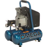 Omega Compressors DD-2022B Compresseurs portatifs s&eacute;rie pour entrepreneurs - Lubrification &agrave; l'huile, entraînement direct, &eacute;lectrique, 3,3 gal. (4 gal. US), 125 PSI, 115/1 V