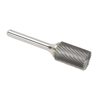 Cleveland C17512 Solid Carbide Burrs - Cylinder Shape with End Cut, SB-6, 3/5" Dia., 1/4" Shank, 24.4 mm Depth of Cut