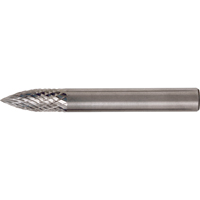 Cleveland C17575 Solid Carbide Burrs - Tree Shape Pointed End, SG-1, 1/4" Dia., 1/4" Shank, 5/8" Depth of Cut