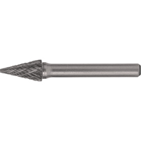 Cleveland C17570 Solid Carbide Burrs - Pointed Cone Shape, SM-2, 1/4" Dia., 1/4" Shank, 3/4" Depth of Cut
