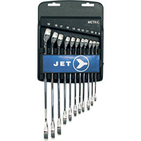 JET 700182 Jeux de cl&eacute;s mixtes combin&eacute;es longues enti&egrave;rement polies, Combinaison, 11 morceaux, M&eacute;trique