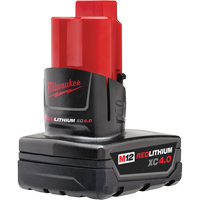 Milwaukee 48-11-2440 M12 Redlithium 4.0 Battery, Lithium-Ion, 12 V, 4 A