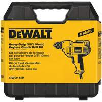 DEWALT DWD115K Perceuse &agrave; poign&eacute;e centrale VSR, Mandrin 3/8", 8 A, 120 V, 0-2500 Tr/min, Mandrin Sans cl&eacute;