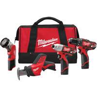 Milwaukee 2498-24 M12 Cordless 4 Tool Combo Kit, Lithium-Ion