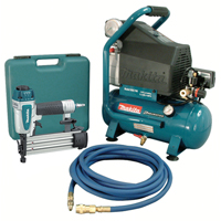 Makita MAC700-KIT3 Air Compressor and Brad Nailer Kit, Electric, 2.6 Gal. (3.1 US Gal), 130 PSI, 120/1 V