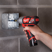 Milwaukee 2462-22 M12 1/4" Hex Impact Driver Kit, 1/4", 1000 in-lbs Max. Torque, 12 V, Lithium-Ion