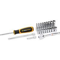 Gearwrench 80325 Jeu d'outils pour m&eacute;canicien avec douilles standards et SAE &agrave; 6 et 12 pans, 22 Mcx, Prise de 1/4", Profond
