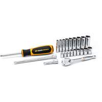 Gearwrench 80327 Jeu d'outils m&eacute;triques &agrave; six & 12 pans pour m&eacute;canicien, 22 Mcx, Prise de 1/4", Profond
